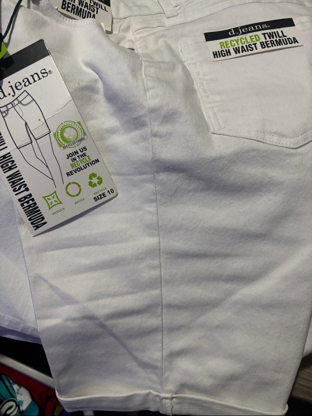 d.jeans White High-Rise Recycled Twill Bermuda Shorts